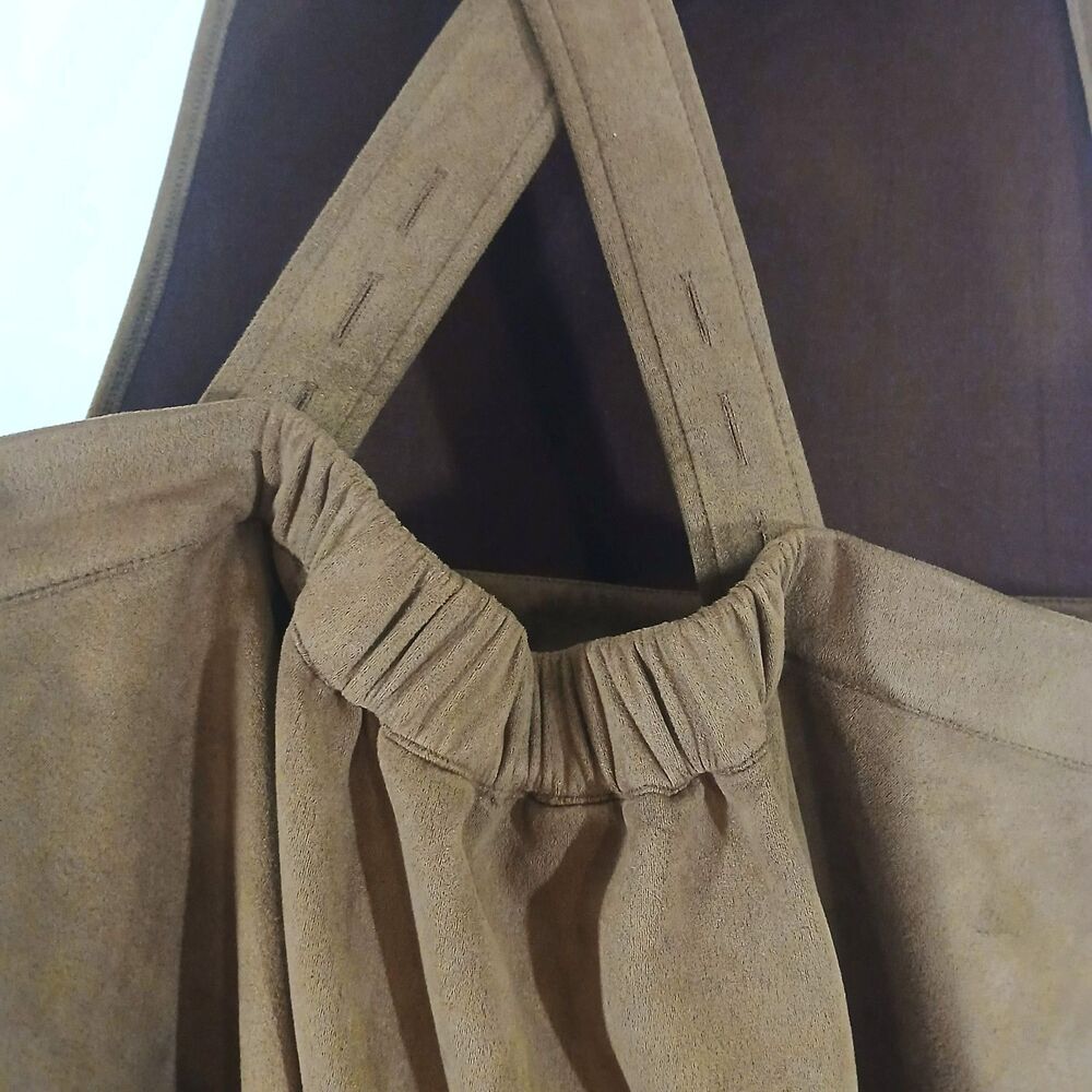 Agnes Orinda Faux Suede Pinafore Overall Dress 2X Brown Cross Back NWT Plus - Picture 4 of 8